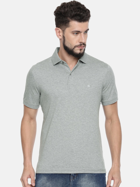 

Calvin Klein Jeans Men Grey Solid Polo Collar T-shirt