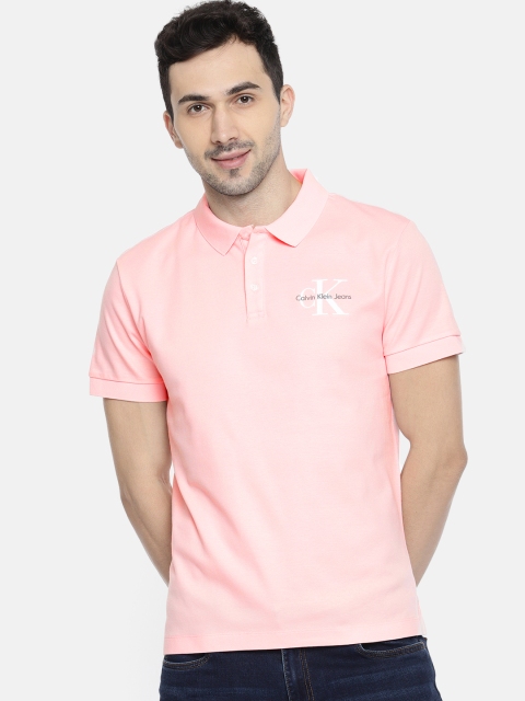 

Calvin Klein Jeans Men Pink Solid Polo Collar T-shirt