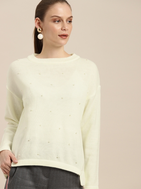 

her by invictus Women Off-White Solid Sweater