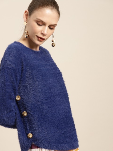 

her by invictus Women Blue Solid Sweater