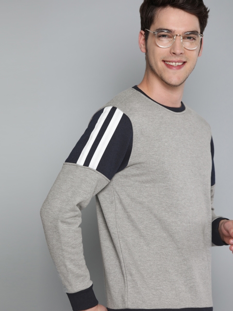 

Mast & Harbour Men Grey Solid Sweatshirt