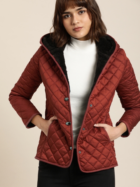 

all about you Women Brown Solid Quilted Jacket