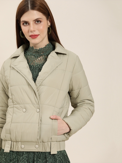 

All About You Women Olive Green Solid Padded Jacket