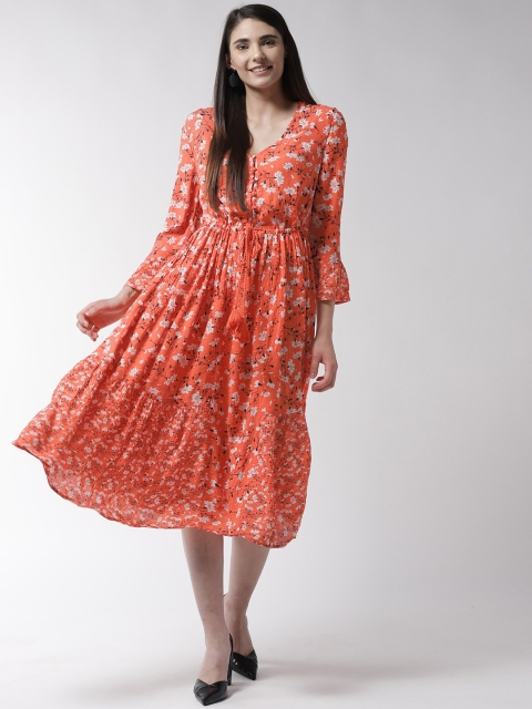 

Marks & Spencer Women Orange & White Printed A-Line Dress