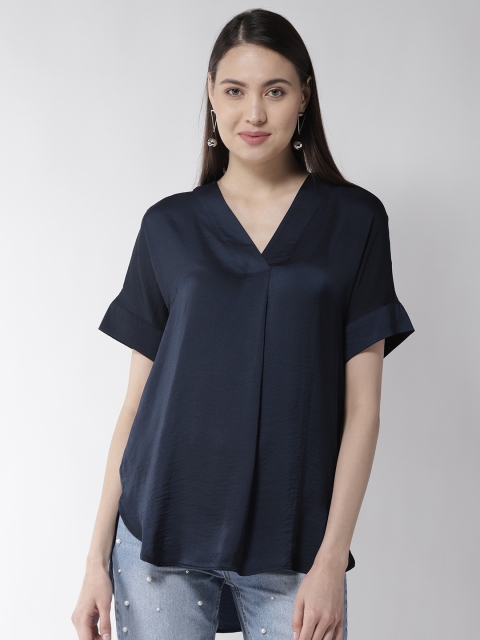 

Marks & Spencer Women Navy Blue Solid High-Low Top