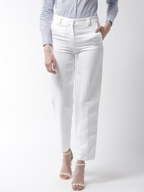 

Marks & Spencer Women White Straight Fit Solid Trousers