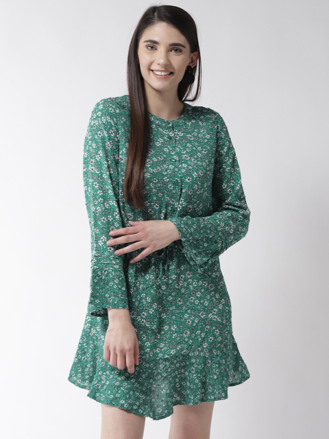 

Marks & Spencer Women Green & White Printed A-Line Dress