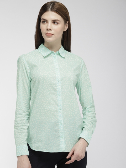 

Marks & Spencer Women Sea Green & White Regular Fit Printed Casual Shirt