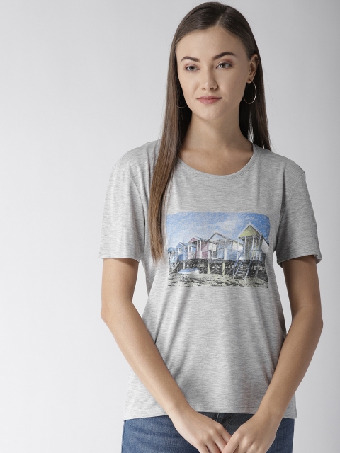 

Marks & Spencer Women Grey Melange Printed Round Neck T-shirt