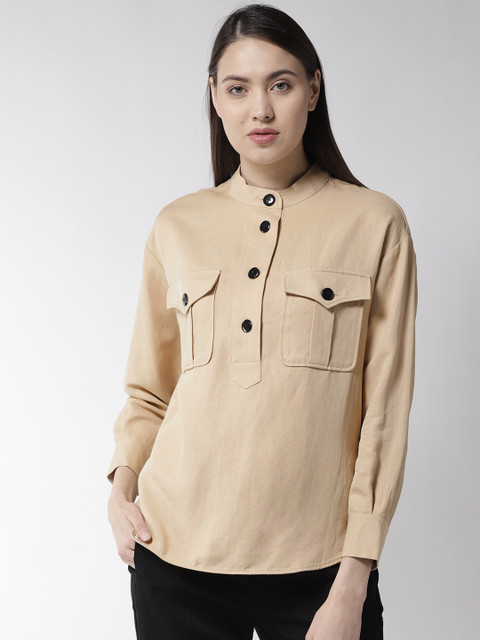 

Marks & Spencer Women Beige Solid Shirt Style Top