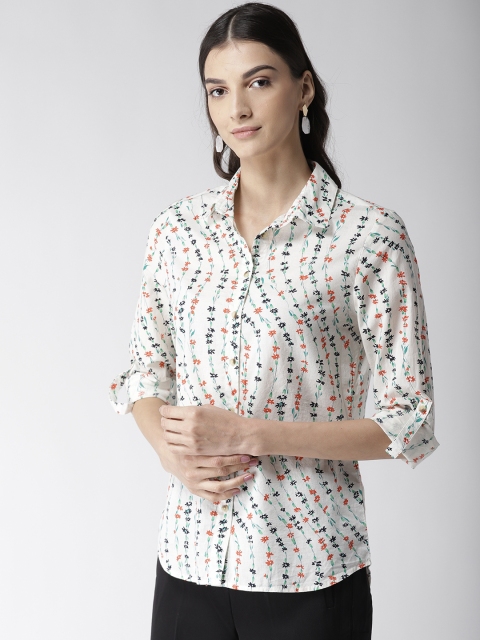

Marks & Spencer Women Off-White & Orange Regular Fit Printed Casual Shirt