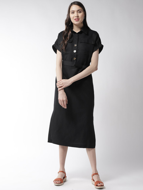 

Marks & Spencer Women Black Solid Shirt Dress