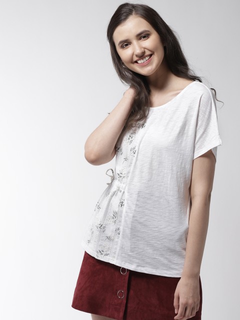 

Marks & Spencer Women Off-White & Green Printed Top