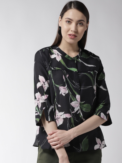 

Marks & Spencer Women Black & Green Regular Fit Printed Casual Shirt