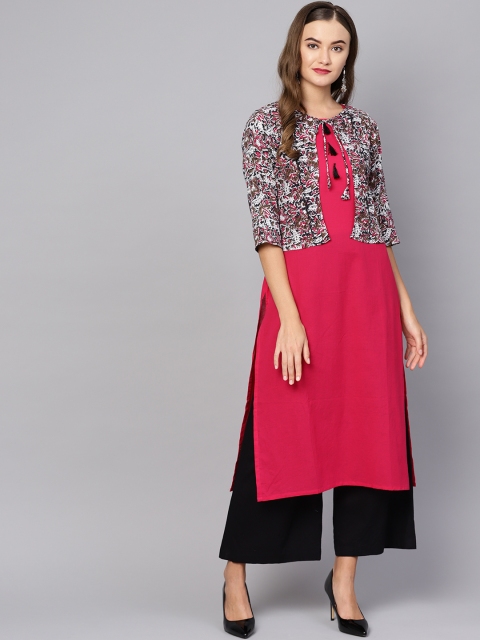 

Myshka Women Pink Solid Straight Kurta