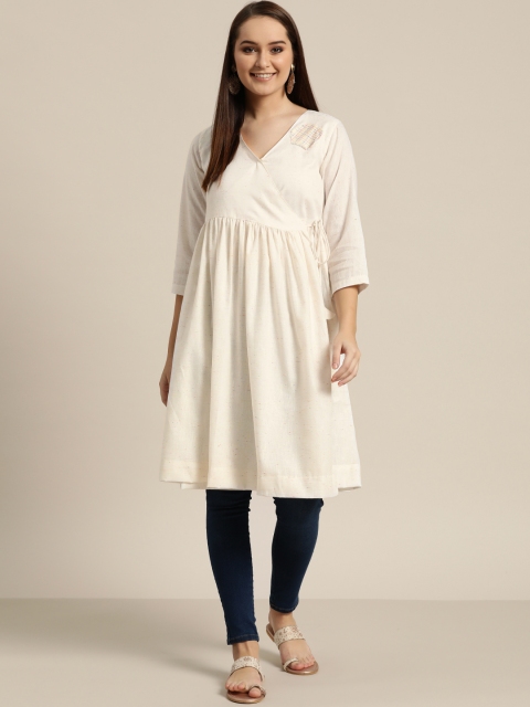

Sangria Women Off-White Solid Anarkali Kurta