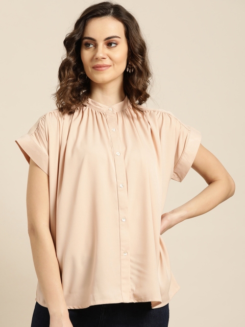 

Sangria Women Peach-Coloured Regular Fit Solid Casual Shirt