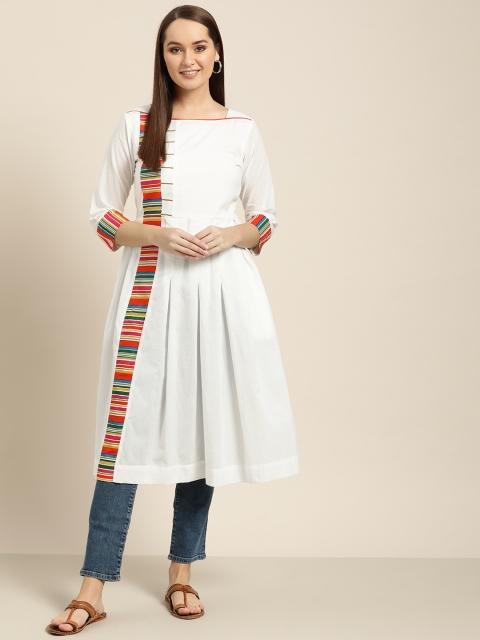 

Sangria Women White Striped Detail Anarkali Kurta
