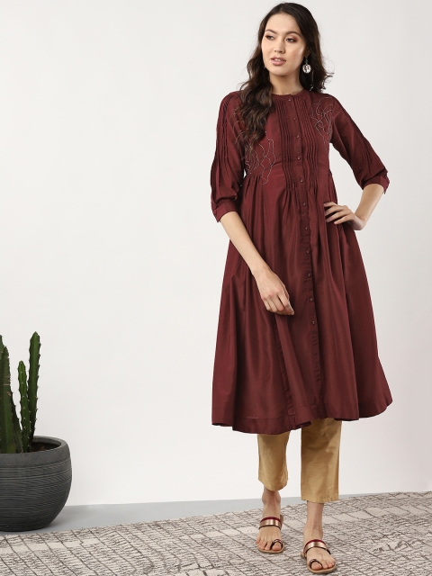 

Sangria Women Maroon Solid A-line Kurta