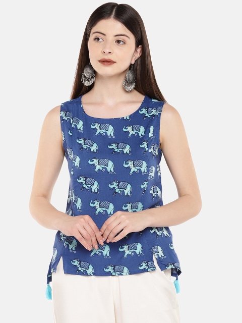 

Ethnicity Women Blue Printed Top