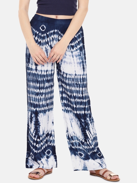 

Ethnicity Women Blue Flared Printed Palazzos
