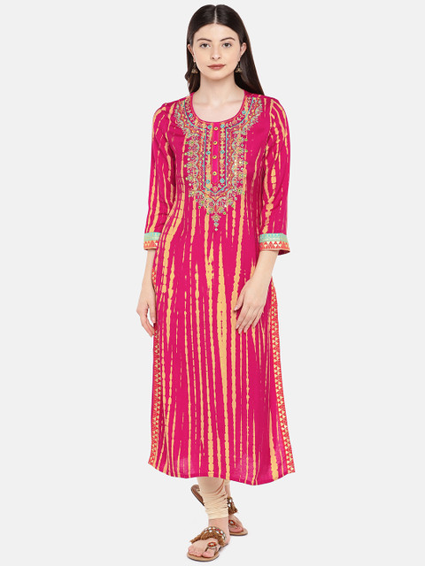 

Ethnicity Women Fuchsia Printed A-Line Kurta