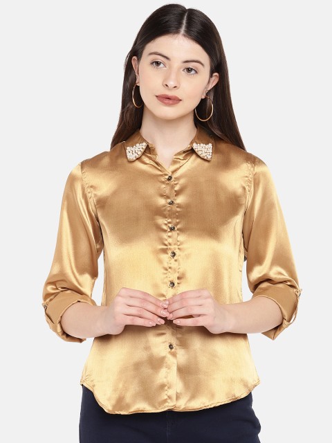 

Ethnicity Women Gold-Toned Regular Fit Solid Casual Shirt