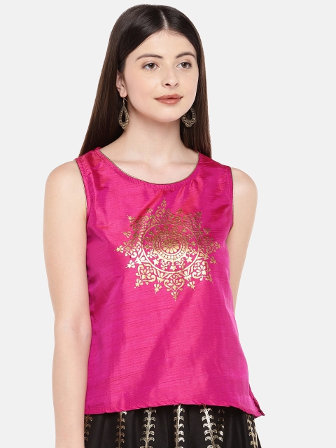 

Ethnicity Women Fuchsia Pink Printed Top