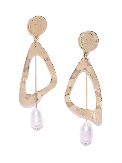 

Jewels Galaxy Off-White Gold-Plated Handcrafted Contemporary Drop Earrings