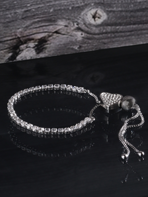 

Jewels Galaxy Silver-Plated Stone-Studded Bracelet