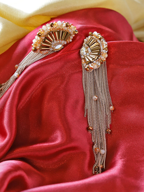 

Jewels Galaxy Beige & Brown Gold-Plated Beaded & Tasselled Handcrafted Drop Earrings