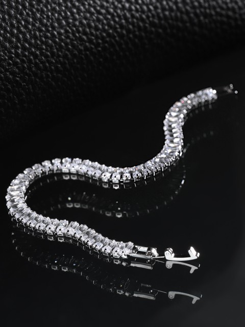 

Jewels Galaxy Silver-Plated Stone-Studded Bracelet