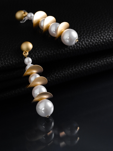 

Jewels Galaxy Off-White Gold-Plated Handcrafted Spherical Drop Earrings