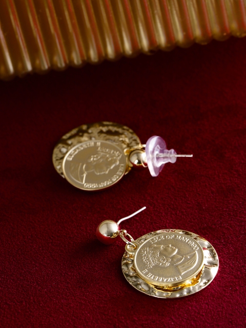 

Jewels Galaxy Gold-Toned Circular Drop Earrings