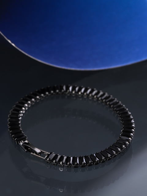 

Jewels Galaxy Black & Gunmetal-Toned Silver-Plated Stone-Studded Bracelet