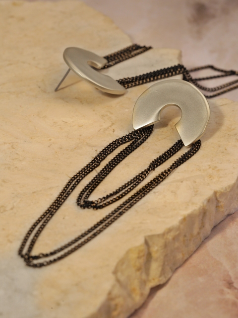 

Jewels Galaxy Black Gold-Plated Handcrafted Geometric Drop Earrings