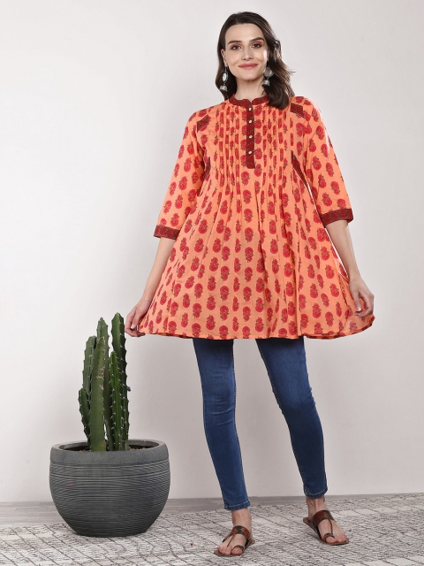 

Sangria Women Peach-Coloured & Pink Printed Tunic