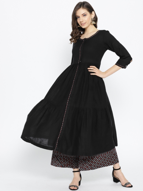 

Sangria Women Black Solid Kurta with Palazzos