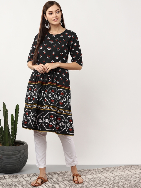 

Sangria Women Navy Blue & White Printed Tunic