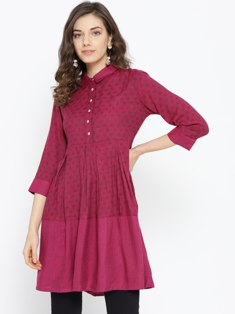 

Sangria Magenta & Black Self-Design Tunic