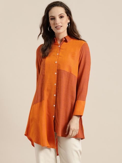 

Sangria Women Orange Striped Tunic