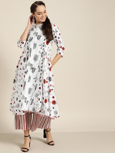 

Sangria Women White & Black Printed Kurta with Palazzos