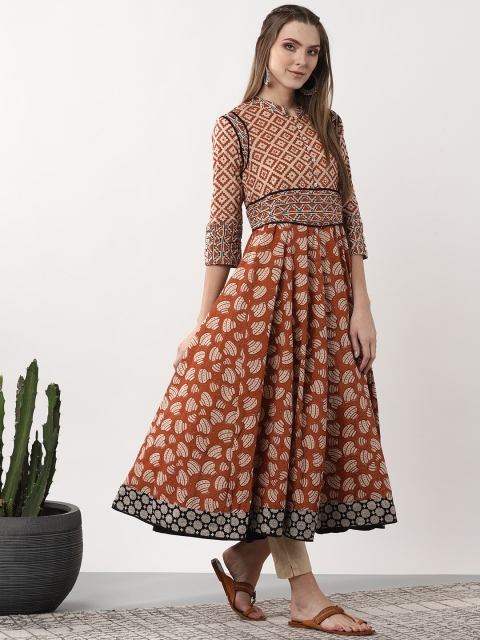 

Sangria Women Brown & Beige Empire Printed Anarkali Kurta