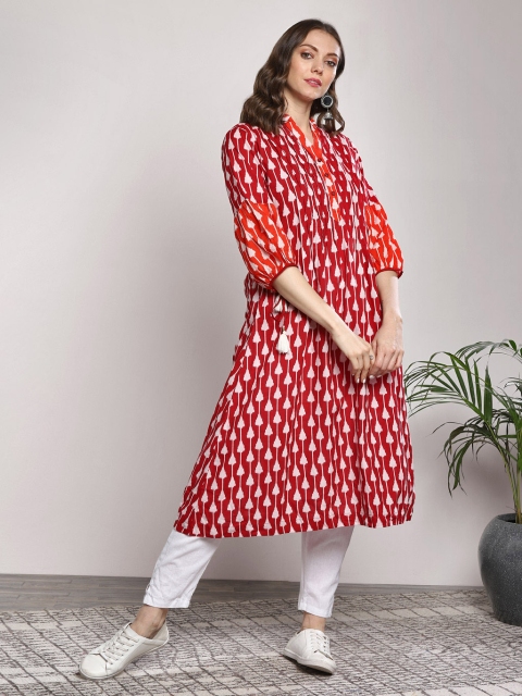 

Sangria Women Red & Off-White Printed A-Line Kurta