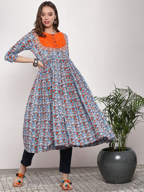

Sangria Women Blue Printed Anarkali Kurta