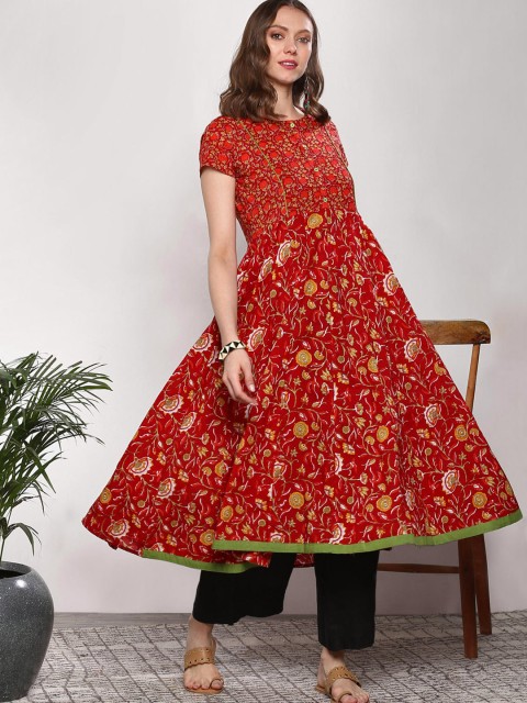 

Sangria Women Maroon Printed A-Line Kurta