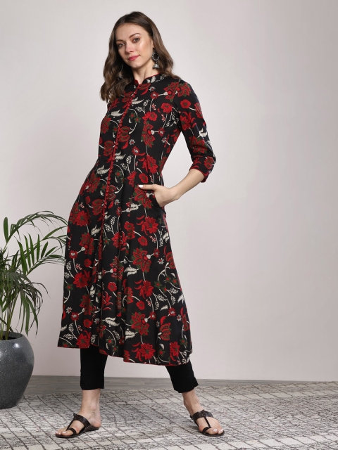 

Sangria Women Black & Red Printed A-Line Kurta