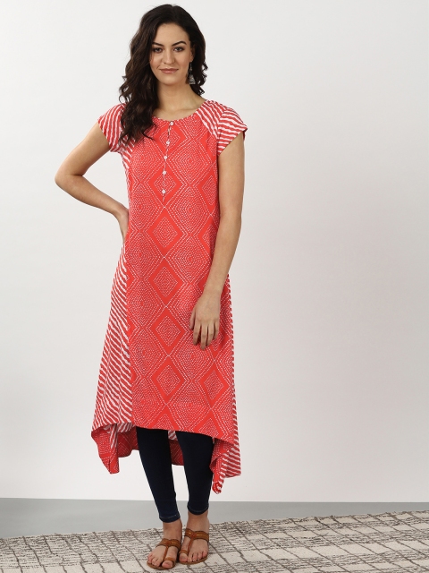 

Sangria Women Red & White Bandhani Print A-Line Kurta