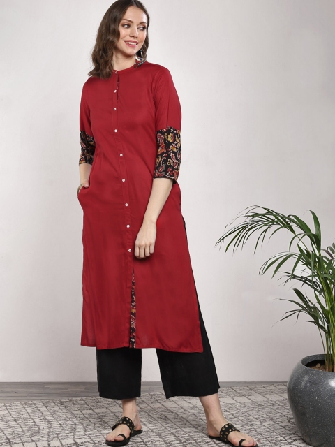 

Sangria Women Red Solid A-Line Kurta