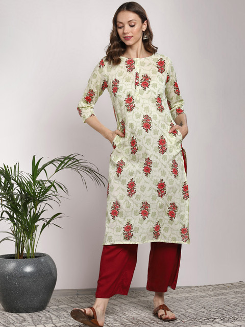 

Sangria Women Off-White Printed A-Line Kurta